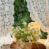 1Pair French Retro Cream Beige Flower Embroidery Sheer Curtain European Court Style Lace Voiles Curtain For Living Room Bedroom