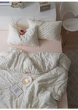 Ele Floral Cotton Bedding Set 00% Pure Combed Cotton 4-Piece Bedding Set for Students Dormi 3-Piece Duvet Cover Bedding