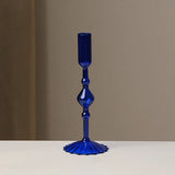 Retro Glass Candle Holder Wedding Supplies Candlelight Dinner Candlestick Props Ornament High Footed Candlestick Home Decoration