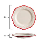 8.5in Flower Embossing Fruits Dessert Plate Ceramic Bread Candy Snacks Dishes Home Party Salad Steak Plates Chic Decor Tableware