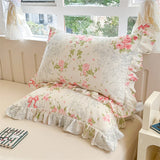 2pcs Flower Prints Ruffles 100% Cotton Pillowcases 48x74cm Sizes Cushion Cover for Bed Floral Style Adults Kids Pillowslip 베개커버
