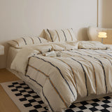 Cotton and Linen Bedding Sets Stripe Yarndyed Duvet Cover Set Sheet Pillowcase Underwear Bed Linens