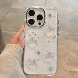 Luxury 3D Glitter Star Clear Phone Case For iPhone 16 15 14 13 12 Pro Max Plus Star Glitter Transparent Case Bumper Cover