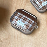 Ins Fashion Brown Grid Case For AirPods 4 ANC Pro 2 Earphone Protecitve Cover For AirPods 1 2 3 4th Soft Case with Star Keychain