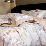 Luxury Digital Printing Flowers and Plants Bedding Set Lyocell Eucalyptus Fiber Soft Silky Duvet Cover Bed Sheet Pillowcase 4Pcs
