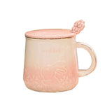 Cute Style High-Temperature Firing Manual Ceramic Mug With Lid And Spoon Set Tableware Underglaze Colour Large Capacity 400ml