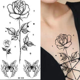 Rose Flower Skin Tattoo Stickers Blossom Flase Tattoos for Body Apart Leg Arms Neck Back Temporary & Removable Flower Tattoos