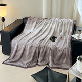 Ikeehome  new high gram weight stripe smudging blanket multi-functional office nap leisure blanket rabbit plush hemming blanket
