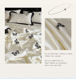 White Butterfly Quilts Air Conditioning Blanket Summer Quilt Silky High Quality Skin-Friendly Bedding with Embroidery 200*230cm