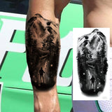 1 Sheet Compass Flower Temporary Tattoos For Women Men Adults Skull Lion Owl Tattoo Sleeve Sticker Black Fake