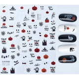 3D Luminous Nail Stickers Decals Black White Spider Web Skull Alien Planet Glow In The Dark Halloween Manicure Foils Tattoo Tips