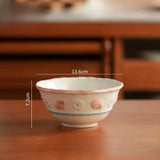 Household High Value Round Underglaze Colored Tableware with Ins Style Cute Dining Bowl