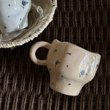 Original handmade blue rose cup ceramic high-value mug