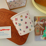 Colorful star mug ins cute handle cup ceramic cup coffee cup