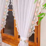 1PC Floral Embroidered Lace Sheer Curtain, Light Filter Drape for Bedroom Living Room Kitchen, Warm Housewarming Gift