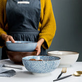 8 Inch Japanese Ramen Bowl Ceramic Noodle Bowl Stripe Design Large Soup Bowl Restaurant Household Retro Tableware