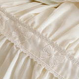 Pink Romantic Lace Princess Wedding Bedding Set Lyocell Bamboo Fiber Soft Silky Duvet Cover Flat/Fitted Bed Sheet Pillowcases