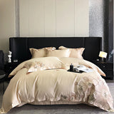 High end Flowers Embroidery Duvet Cover Set 1000TC Egyptian Cotton Bedding Sets Luxury Quilt Cover Fitted Bed Sheet Pillowcases