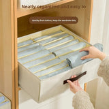 Household Clothes Storage Box Double Row Grid Fabric Storage Box Foldable Drawer Style Wardrobe Portable Storage Layered Storage