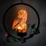 Ikeehome  Solar LED Owl Hanging Waterproof Outdoor Garden Resin Pendant Light Waterproof Yards Patios Decoration Lighting