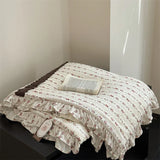 2025 spring and summer new knitted cotton French small floral printing lace summer quilt summer cool quilt air conditioner quilt