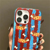 Whirlpool Pattern Red Blue Contrasting Sausage Dog Case For iPhone 16 15 Pro Max 14 13 12 11 XS XR X SE 7 8 Plus Silicone Cover