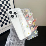 Colourful Flowers Clear Phone Case For iPhone 16 15 14 13 12 12 Pro Max Soft Shockproof Bumper Cover