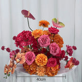 Wedding Backdrop Arch Flower Runner Hot Pink Orange Hydrangea Rose KT Board Decor Event Party Props Display