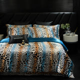 4pcs printed luxury high-end silk bedding set soft satin single double duvet cover pillowcase flat sheet or fitted sheet set