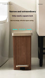 Wood Grain Garbage Bin High-end Household Garbage Storage Sealed with Lid Double Opening Design Kitchen and Bathroom Garbage Bin