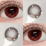 Fixed Axis Colored Contacts Ash Violet Kawaii Eye Makeup Lenses Free Tweezers Gift For Women Student Campus