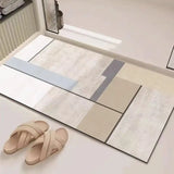 Abstract Geometric Line Art Bathroom Mat Soft Neutral Color Absorbent Non-Slip Quick Drying Home Entrance Floor Mat