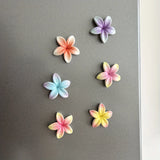 6pcs Tropical Frangipani Flower Fridge Magnet - 3D Hawaiian Plumeria Resin Art with 5 Petals, Magnetic Refrigerator Sticker