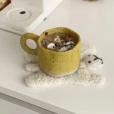 Creative Ring Handle Ceramic Mug Korean ins style Irregular Splash ink Coffee Cup Office Home Breakfast Tea Cup Handgrip Mug