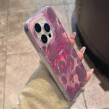 Phone Case for iPhone 16 Pro Max 15 14 Plus 13 12 11 XS X XR 7 8 SE 2022 Cute Pink Leopard Print Stylish Lovely Heart Soft Cover