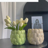 Tulip Pot Embossed Flower Hand-made Ceramic Vase Planting Utensil Flower Pot Tulip Vase Home Decoration Accessories