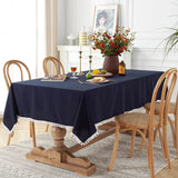 100% Cotton Tablecloths Fabric Tassel Tablecloth Dust-Proof Table Cover for Kitchen Dinning Tabletop Home Wedding Decoration