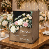 OurWarm Wedding Card Box with Rustic Flower Trough & Acrylic Board, Natural Brown Wooden Card Boxes for Wedding Reception