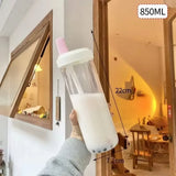 850ml Water Bottles Straw Cup Juice Milk Plastic Cup with Lid Straw Bubble Tea Coffee Cups Large Capacity Drinkware