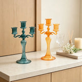 Nordic Transparent Glass Candlestick 3 Heads Candlesticks Taper Candle Holders Romantic Wedding Home Coffee Table Decor