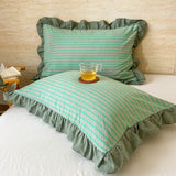 100% Cotton Lace Pillowcase 48x74cm Yarn-dyed Washed Cotton Stripe Pillow Cover Bedding Decorative Pillow Sham With Zipper