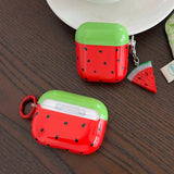 New Lovely Summer Watermelon Gloss Silicone Earphone Case for AirPods 4 AirPods Pro 2 AirPods 1 2 3 Soft Cover With Keychain