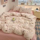 100% Cotton Bedding Set Cartoon Cute Animals Duvet Cover Set Bed Linen Flat Sheets Set 2 Pillowcases Single Double Queen Size