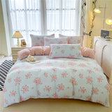 Fresh Botanical Floral Bedding Set for Kids and Adults Leaves Flower Duvet Cover Set Pillowcases Soft Washed Cotton Home Textile