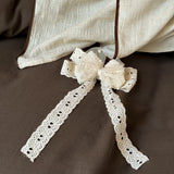 Vintage Double Layer Bow Princess Bedding Set 20% Linen And 80% Cotton Duvet Cover Set Flat/Fitted Bed Sheet Pillowcases 4Pcs