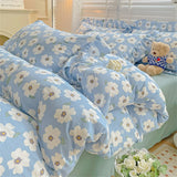 Fresh Plant Flower Bed Sheet for Children and Adults Four-Piece Bed Set Pillowcases Soft Washed Cotton Home Textiles