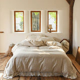 4/6Pcs Bedding Set Vintage French Flower Lace Edge Cotton and Linen Duvet Cover Flat/Fitted Bed Sheet Pillowcases Home Textiles