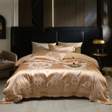 Luxury Jacquard and 60S Cotton Patchwork Soft Silky Bedding Set Duvet Cover Set Bed Sheet/Fitted Sheet Pillowcases 4Pcs