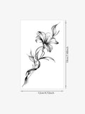 Lily Tattoo Sticker Temporary Tattoo, Simple Sketch Line Flower Tattoo, Sexy Waist Belly Body Art, Waterproof Long-Lasting Tatto