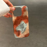Korean INS Gradient Color Ripple Texture Double Layer Chic Phone Case for iPhone 16 15 14 13 Pro Max Back Phone Cover Capa